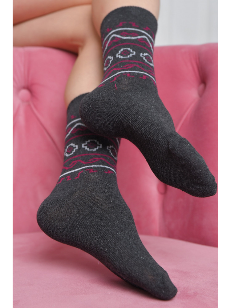 Шкарпетки жіночі з малюнком темно-сірого кольору розмір 36-40 170152C