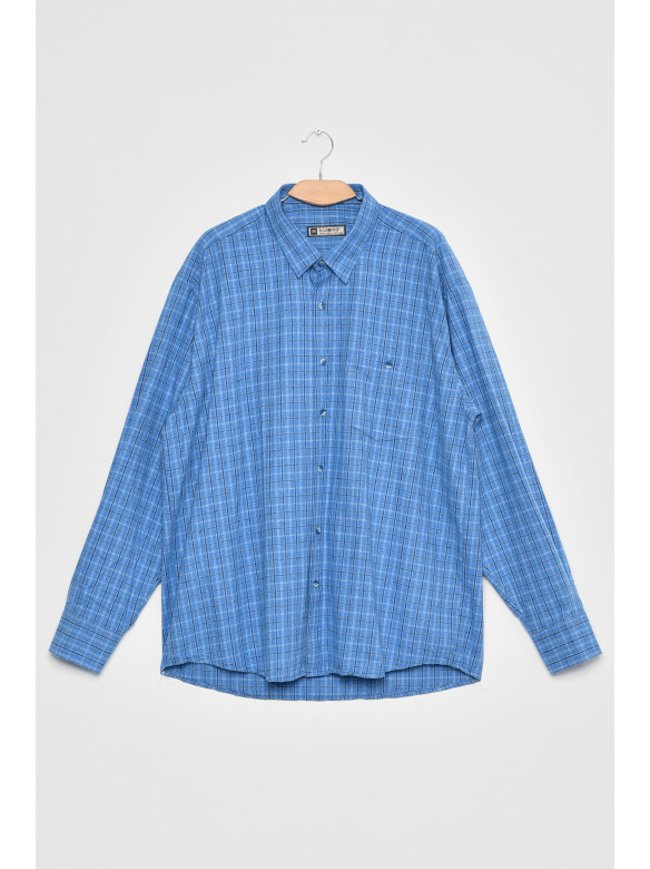 Рубашка мужская батальная голубого цвета в клеточку 403 170208C