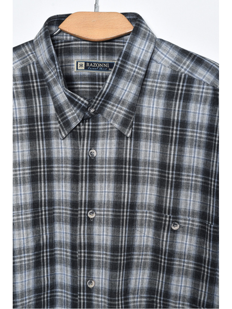 Рубашка мужская батальная серого цвета в клеточку 170209C