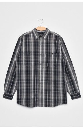 Рубашка мужская батальная серого цвета в поллоску 1048 170287C