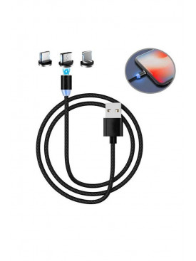 Кабель магнітний USB 3в1 Denmen D09E 2.4A Чорний 170397C