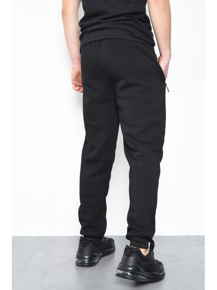 Спортивные штаны мужские на флисе черного цвета 6127 170514C