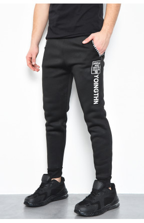 Спортивные штаны мужские на флисе черного цвета 170535C