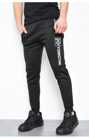 Спортивные штаны мужские на флисе черного цвета 170540C