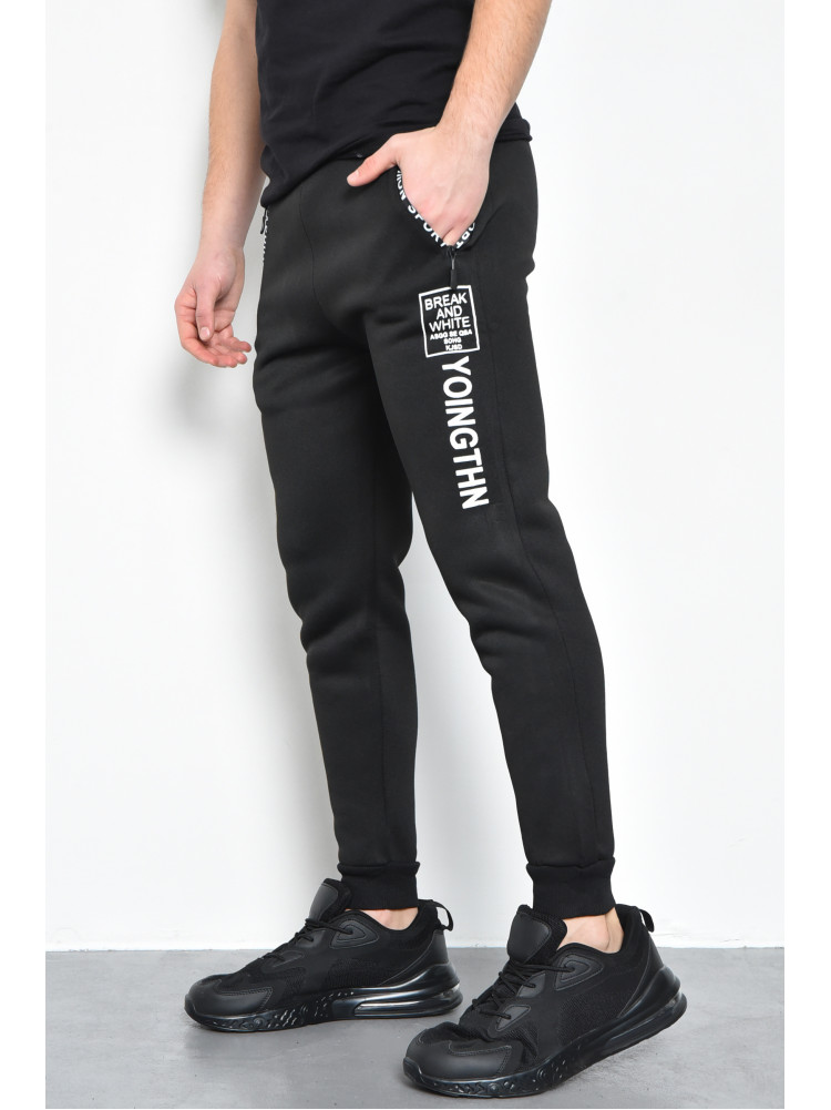 Спортивні штани чоловічі на флісі чорного кольору 170540C