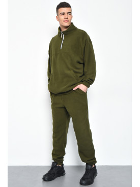Спортивний костюм чоловічий флісовий кольору хакі розмір 46-48 170596C