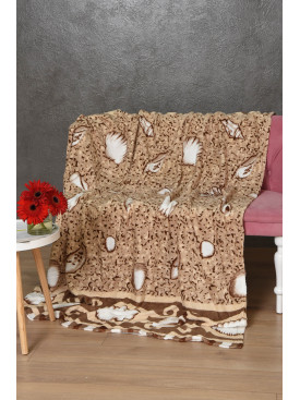 Плед бежевого цвета с принтом размер 180*200 170597C