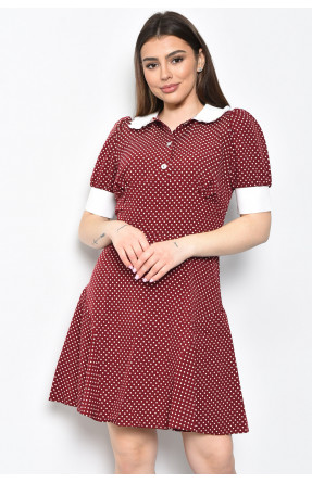 Платье женское в горошек бордового цвета 240 170630C