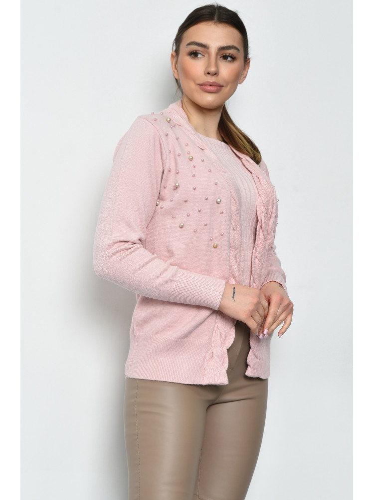 Кофта женская с бусинами розового цвета размер 42-44 170709C