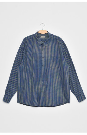 Рубашка мужская батальная синего цвета в клеточку 170856C