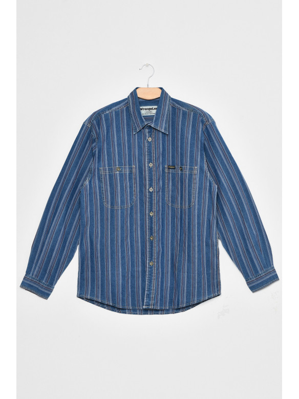 Рубашка мужская батальная синего цвета в полоску 1310 170860C