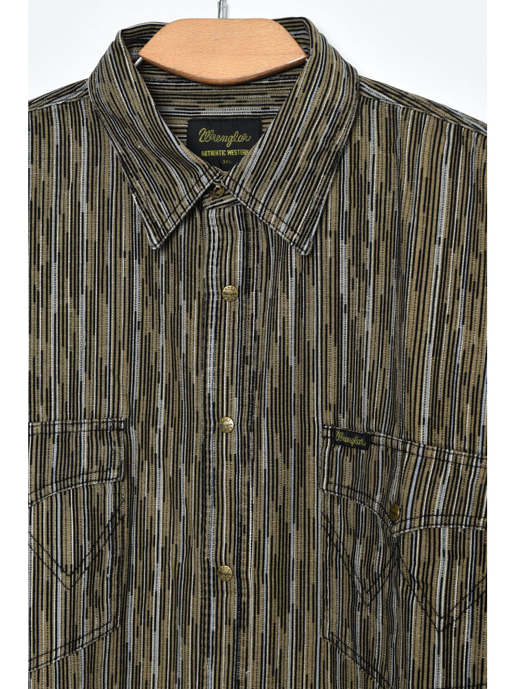 Рубашка мужская батальная коричневого цвета в полоску 862 170861C