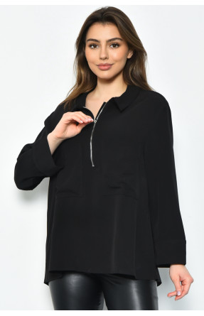 Блуза женская однотонная черного цвета 170982C