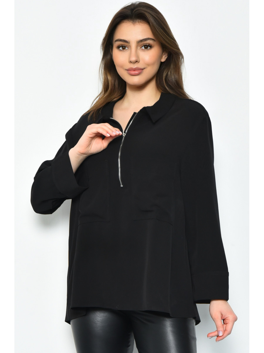 Блуза жіноча однотонна чорного кольору 170982C