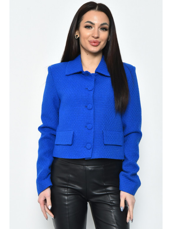 Пиджак женский укороченный синего цвета 171203C