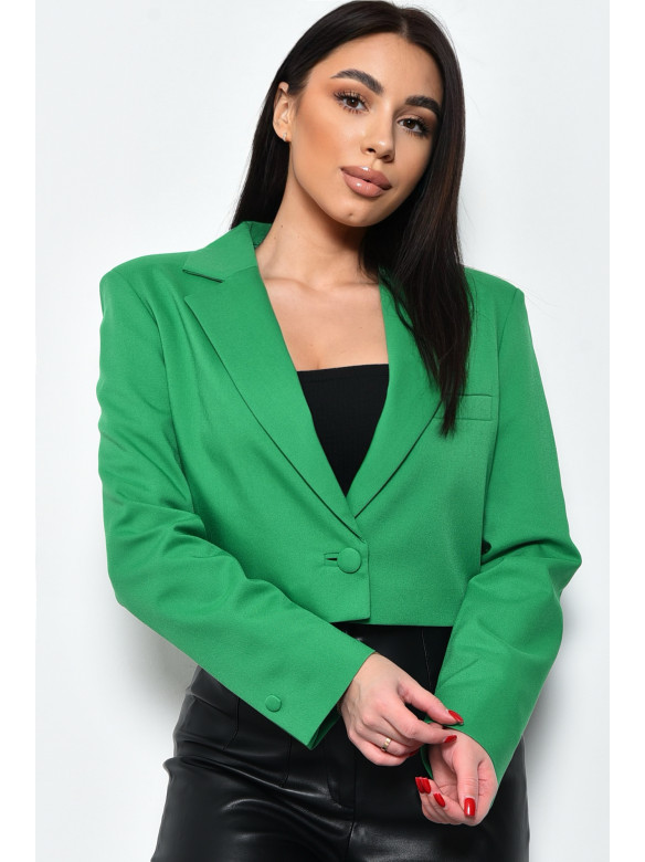 Пиджак жіночій  укорочений зеленого кольору 171229C