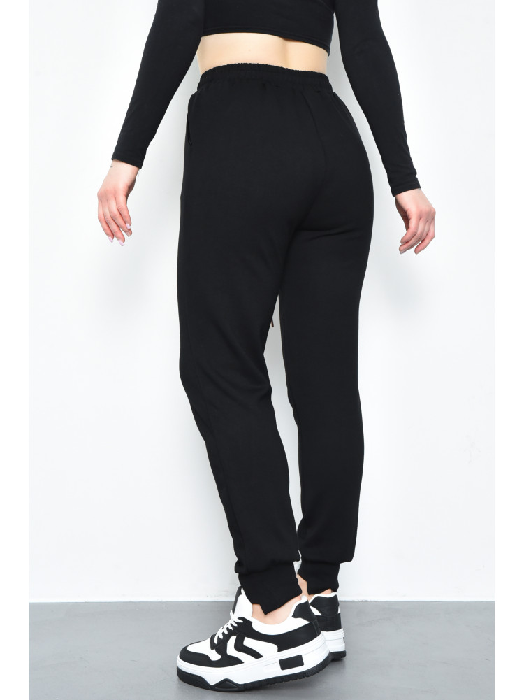 Спортивые штаны женские черного цвета 9652-1 171319C