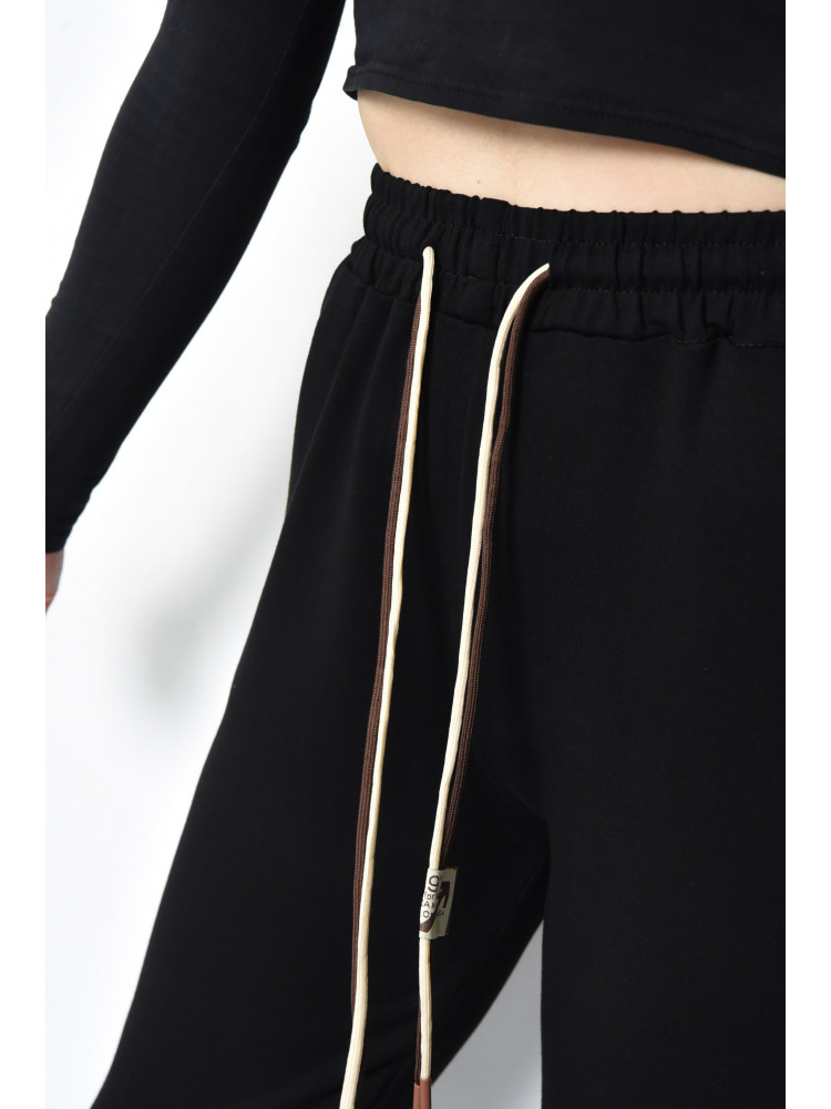 Спортивые штаны женские черного цвета 9652-1 171319C