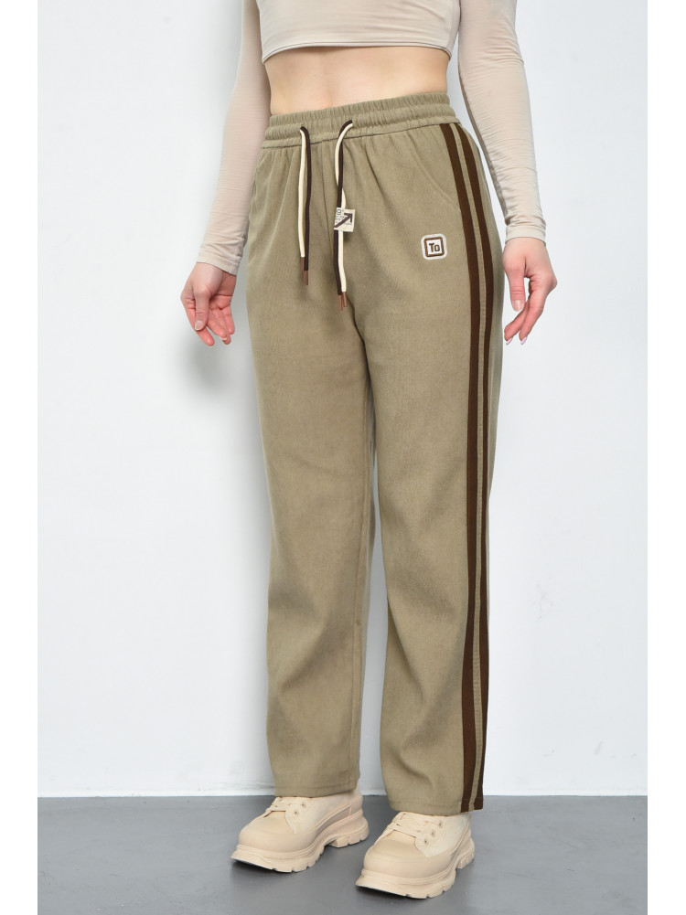 Спортивые штаны женские бежевого цвета 9664-1 171325C