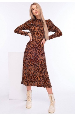 Платье женское коричневого цвета с леопардовым принтом 2176 171350C