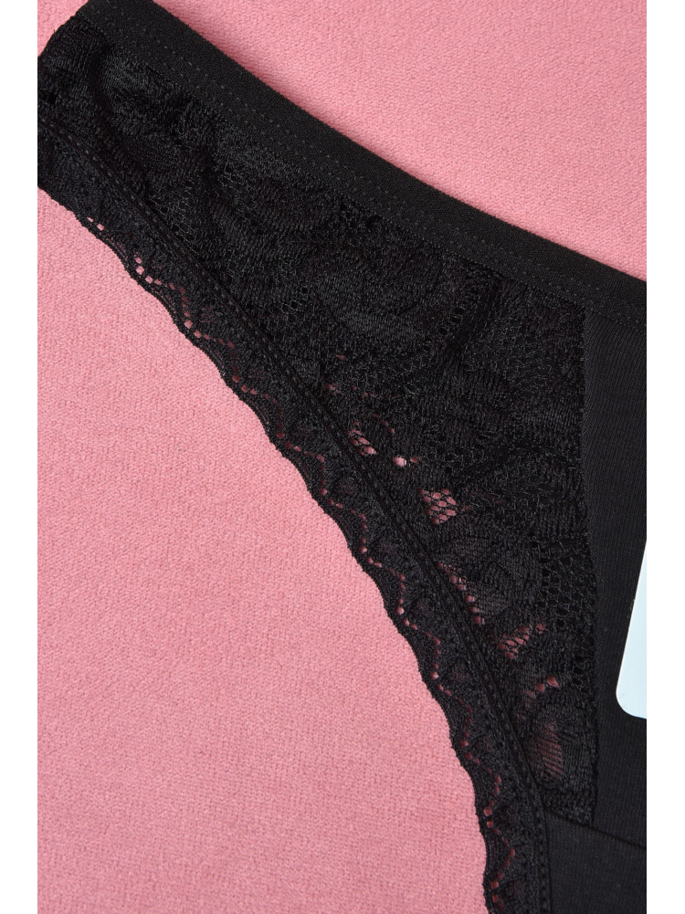 Стрінги жіночі з гіпюровими вставками чорного кольору X2659 171409C