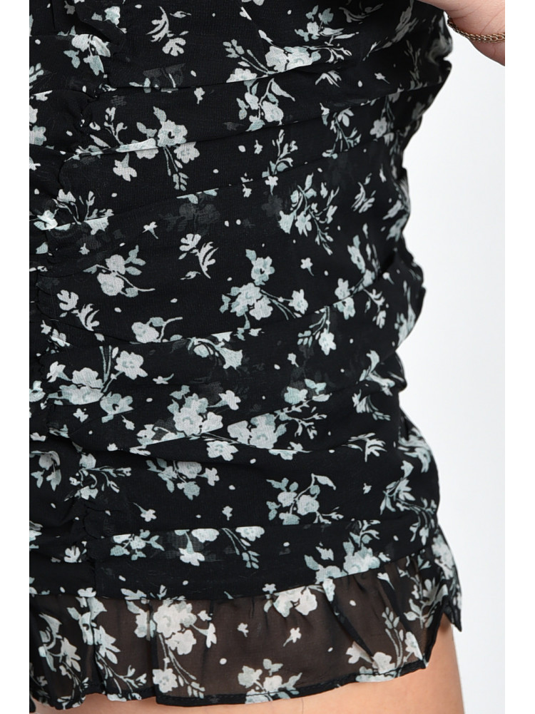 Платье женское шифоновое темно-синего цвета в цветочек 8001 171437C