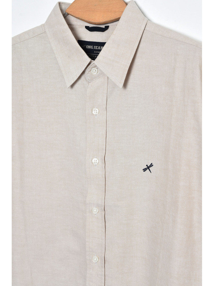 Рубашка мужская батальная однотонная бежевого цвета 171637C
