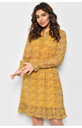 Платье женское шифоновое горчичного цвета в цветочек 1536 171754C
