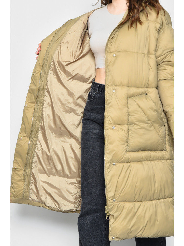 Куртка жіноча єврозима оливкового кольору з поясом 6282 171835C