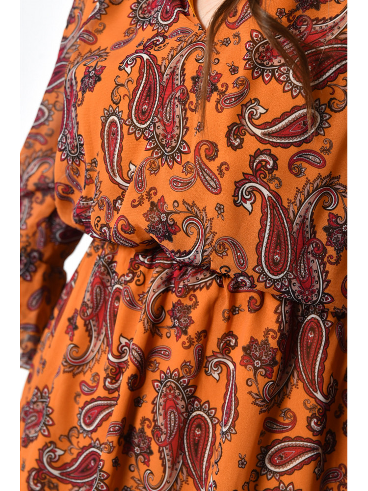 Платье женское горчичного цвета с узором 1250 171928C