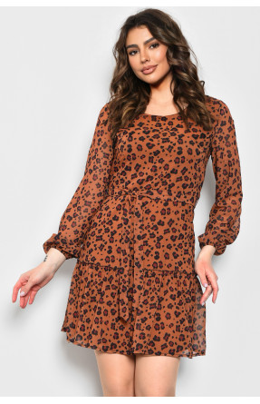 Платье женское коричневого цвета с леопардовым принтом 171953C