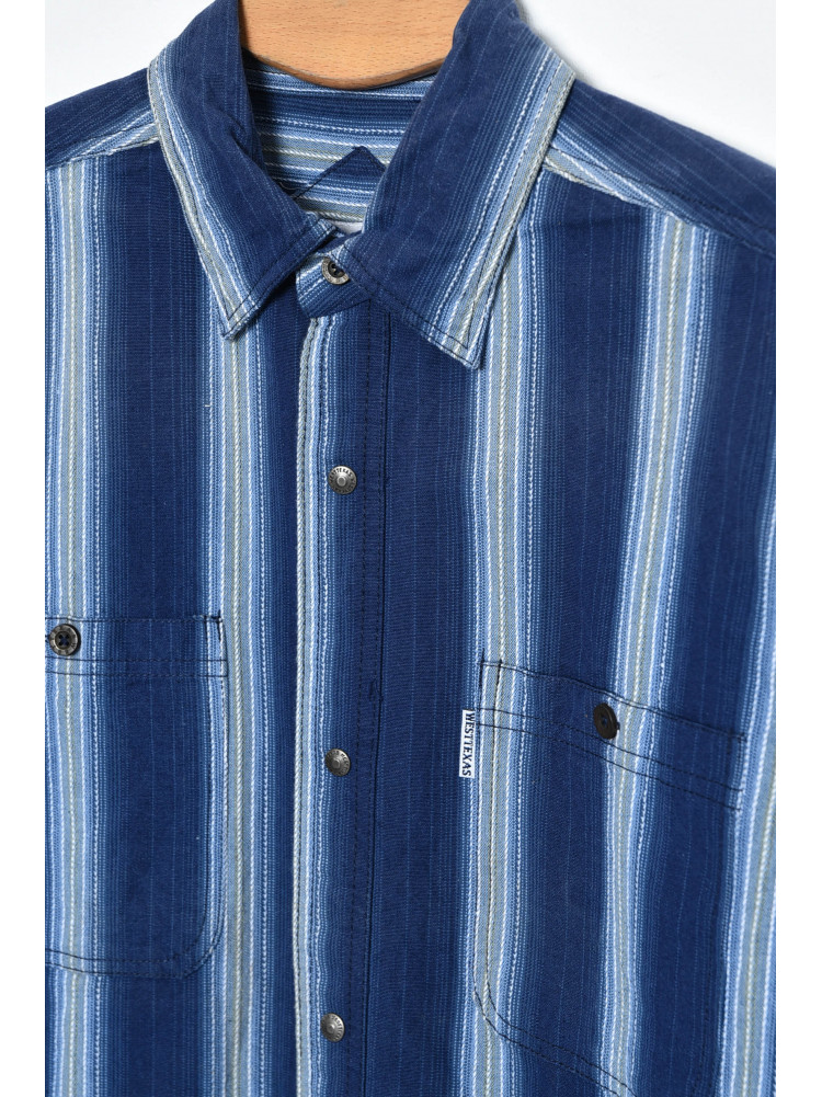 Рубашка мужская батальная в полоску синего цвета 172013C
