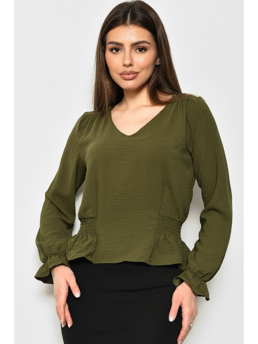 Блуза жіноча однотонна кольору хаки 172040C