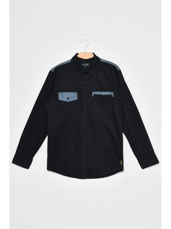 Рубашка мужская полубатальная черного цвета 172048C
