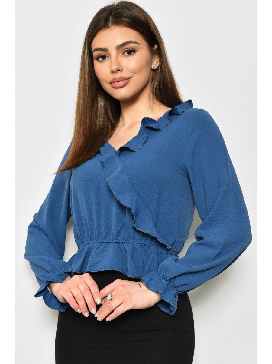 Блуза женская однотонная синего цвета 172070C