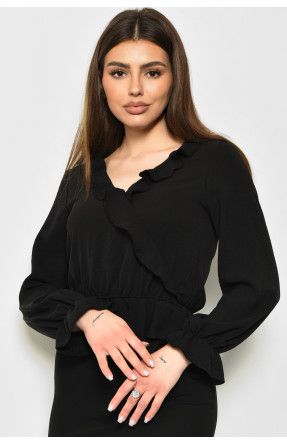 Блуза женская однотонная черного цвета 172078C