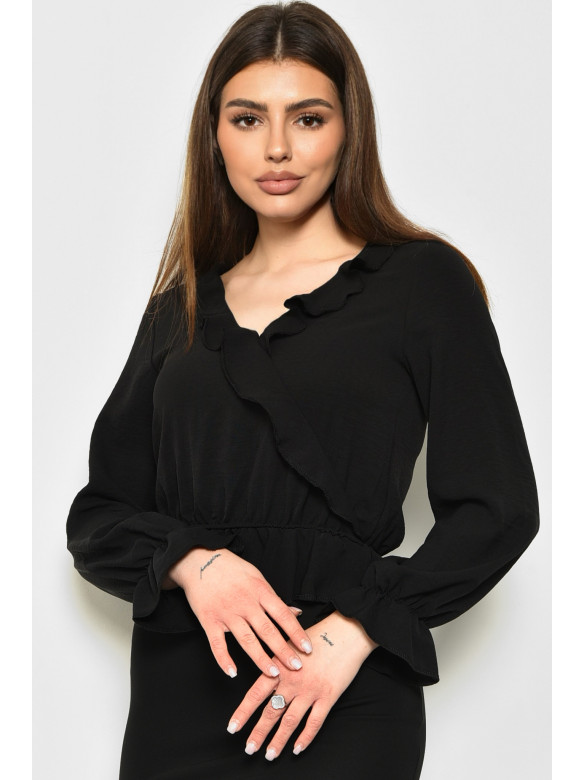 Блуза жіноча однотонна чорного кольору 172078C