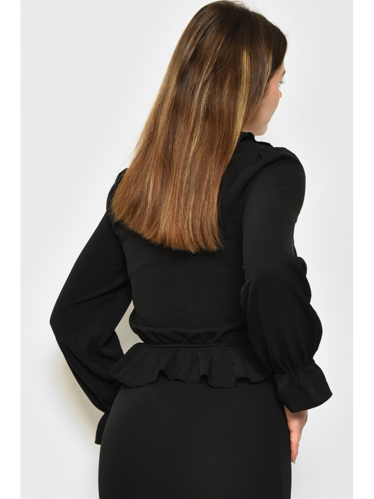 Блуза жіноча однотонна чорного кольору 172078C