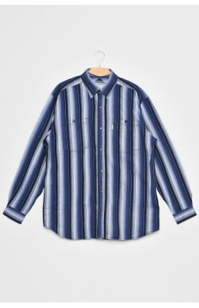 Рубашка мужская батальная в полоску синего цвета 172151C