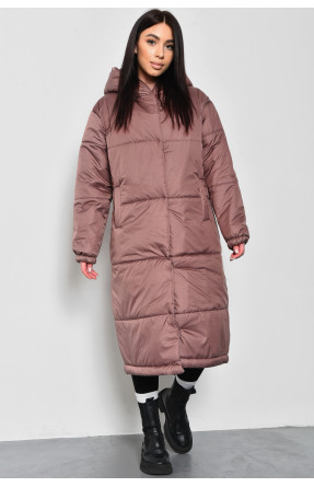 Куртка женская еврозима удлиненная цвета мокко 172245C