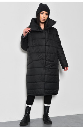 Куртка жіноча демісезонна подовжена чорного кольору 172252C