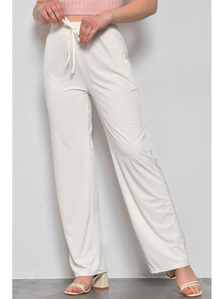 Штаны женские летние расклешенные белого цвета 9830-1 172301C