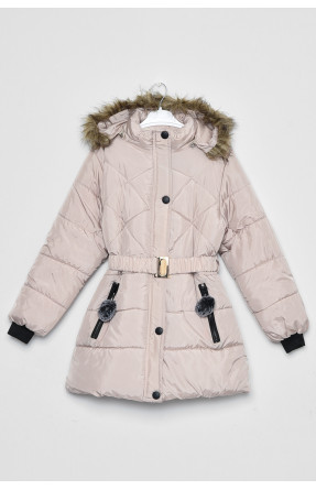 Куртка детская зимняя для девочки светло-бежевого цвета Уценка 172317C
