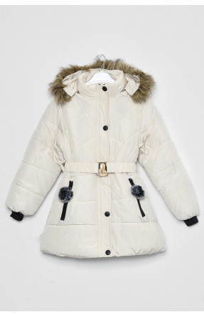 Куртка детская зимняя для девочки молочного цвета Уценка 172320C