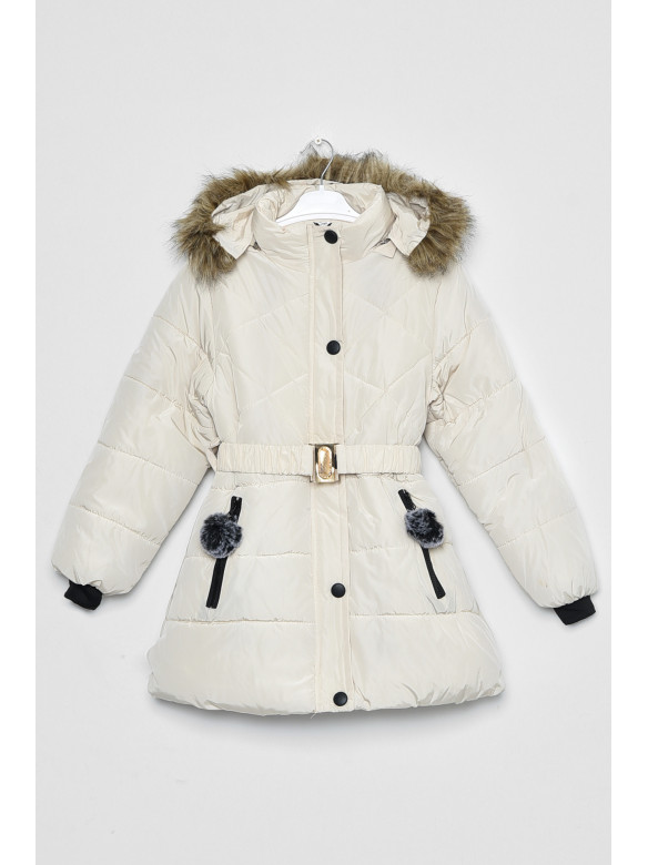 Куртка детская зимняя для девочки молочного цвета Уценка 172320C
