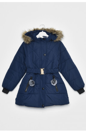 Куртка детская зимняя для девочки темно-синего цвета Уценка 172324C
