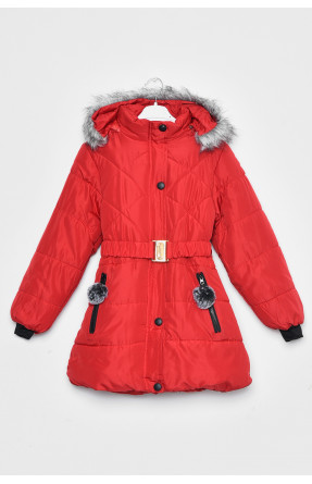 Куртка детская зимняя для девочки красного цвета Уценка 172327C