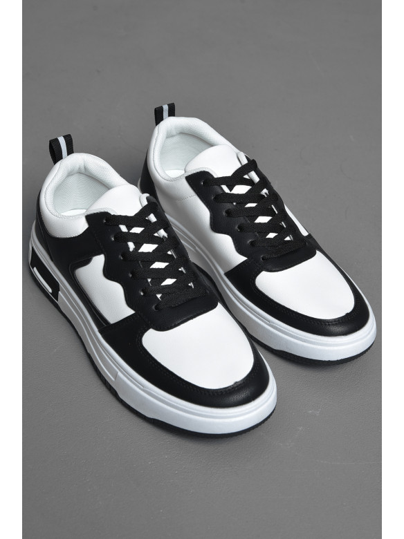 Кросівки чоловічі чорно-білого кольору на шнурівці YB10507-3 172336C