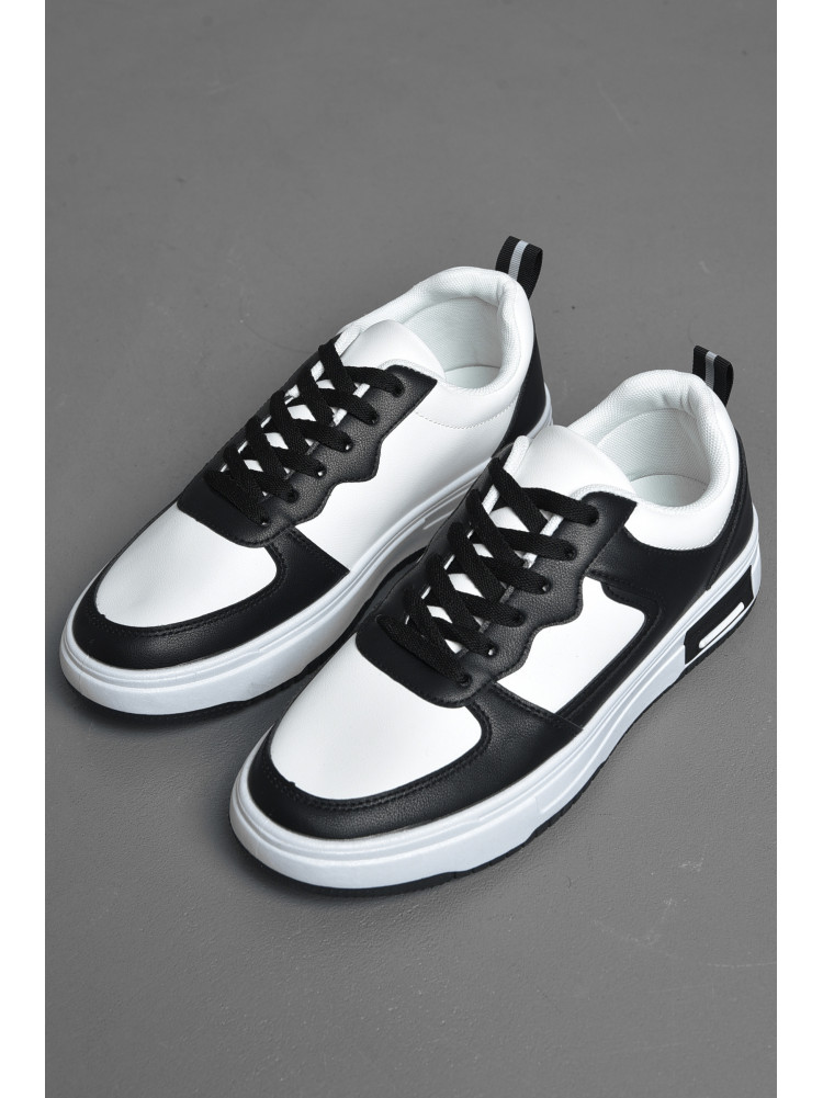 Кроссовки мужские черно-белого цвета на шнуровке YB10507-3 172336C