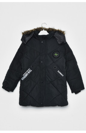 Куртка детская зимняя для мальчика черного цвета Уценка 215 172340C